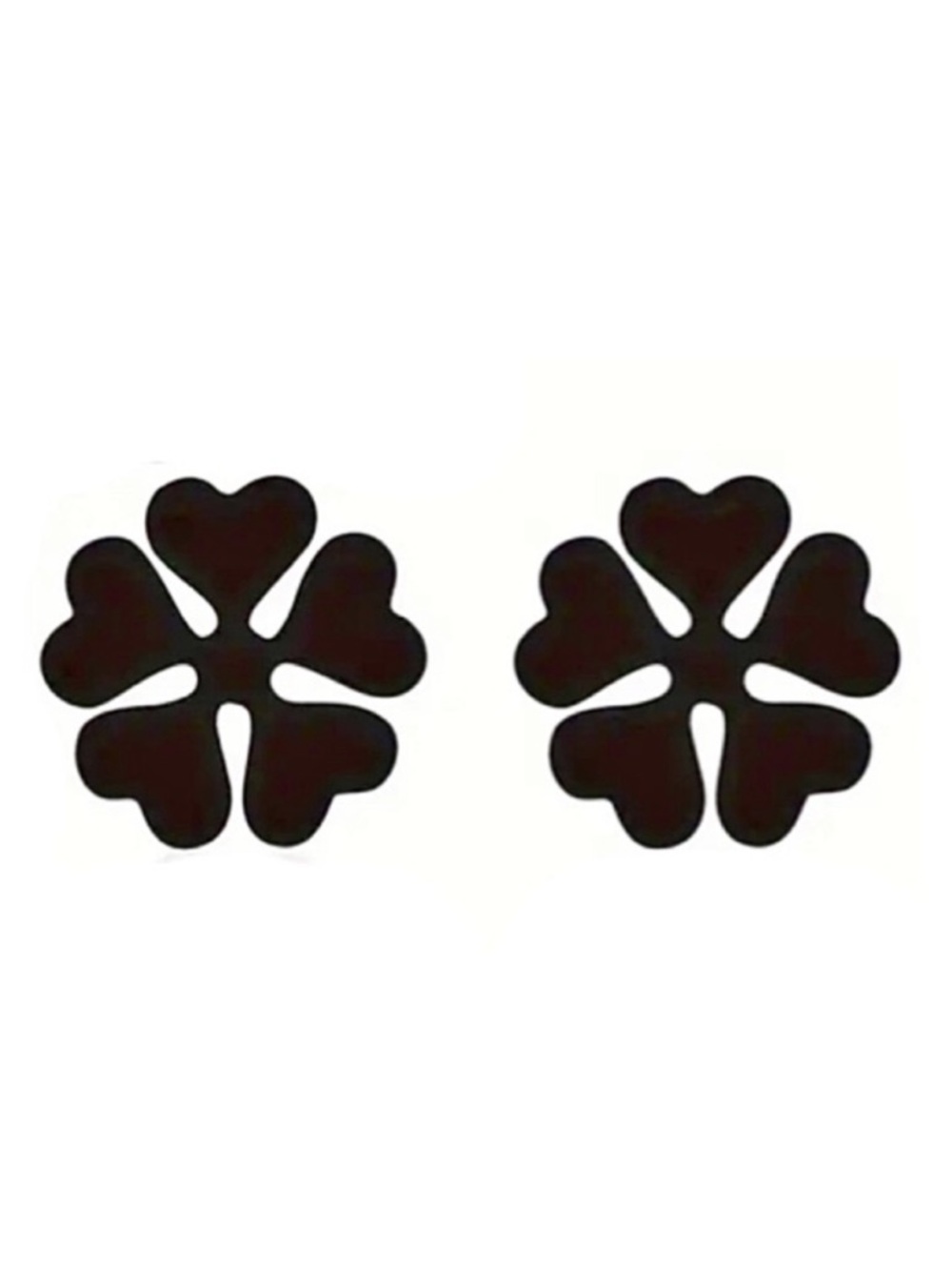 Five Leaf Clover Flower Black Stud Earrings